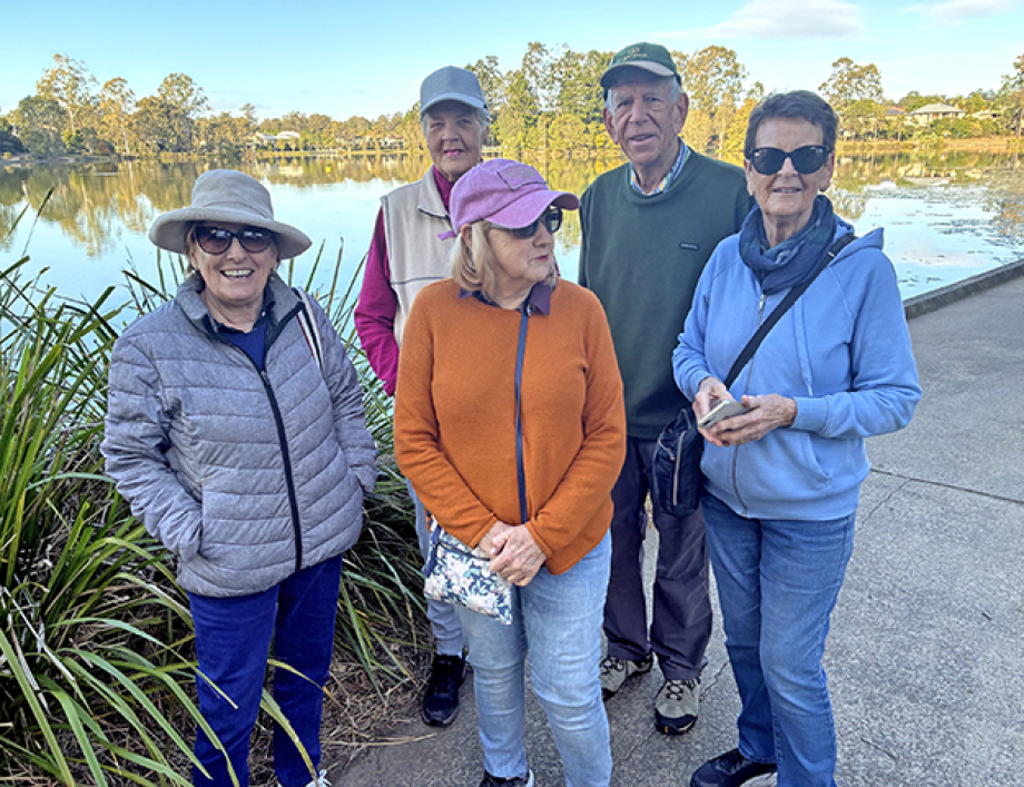 Mt Ommaney Probus Club members walking Forest Lake.